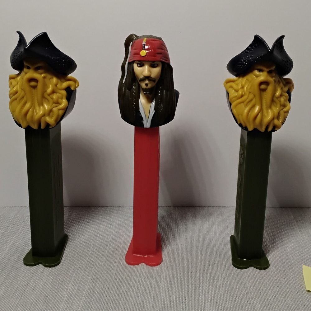 PEZ Disney Pirates of the Caribbean Lot of 3: 2 Davy Jones. Captain Jack Sparrow